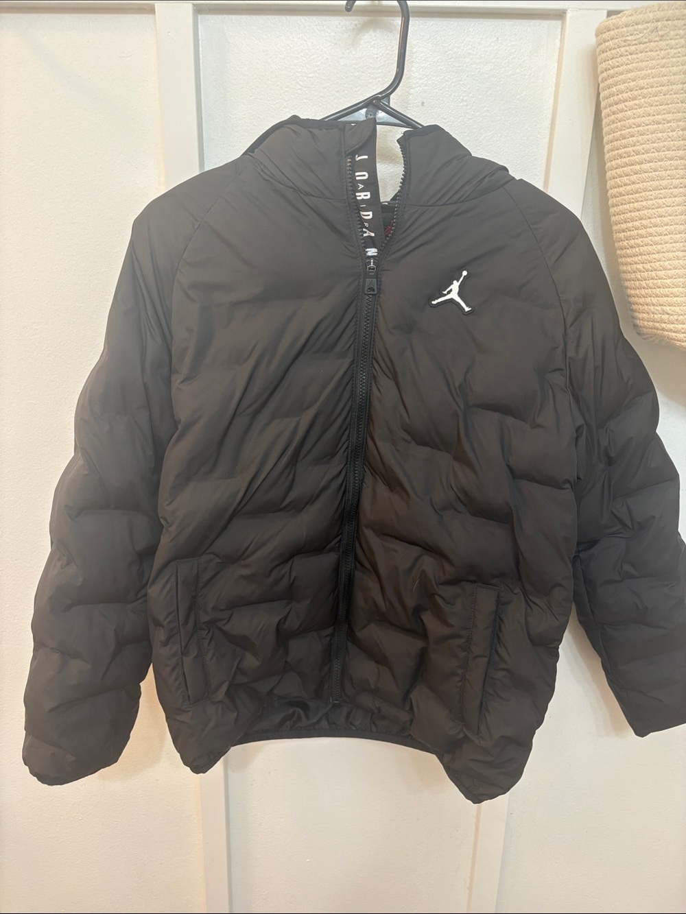 Jordan Kids' Black Hooded Puffer Jacket with White Jumpman
